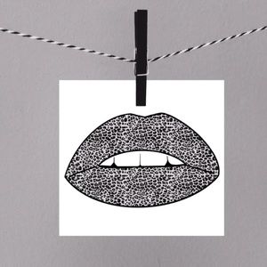 Leopard lips art print 4”x4”